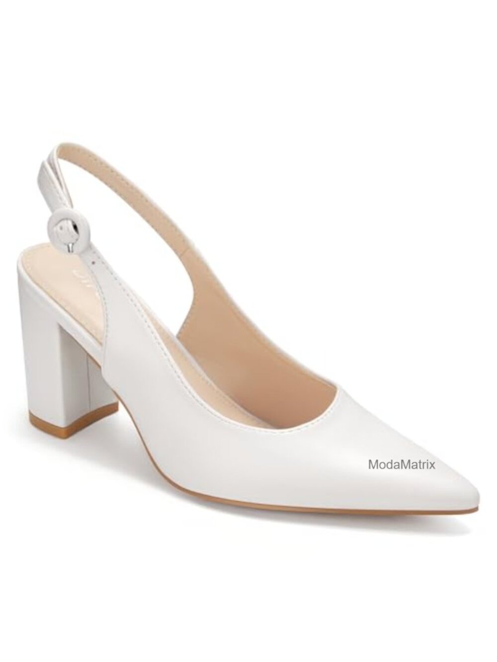 Women's Slingback Pointed Toe Block Heels Pumps Office Chunky Heel Slip On Work
